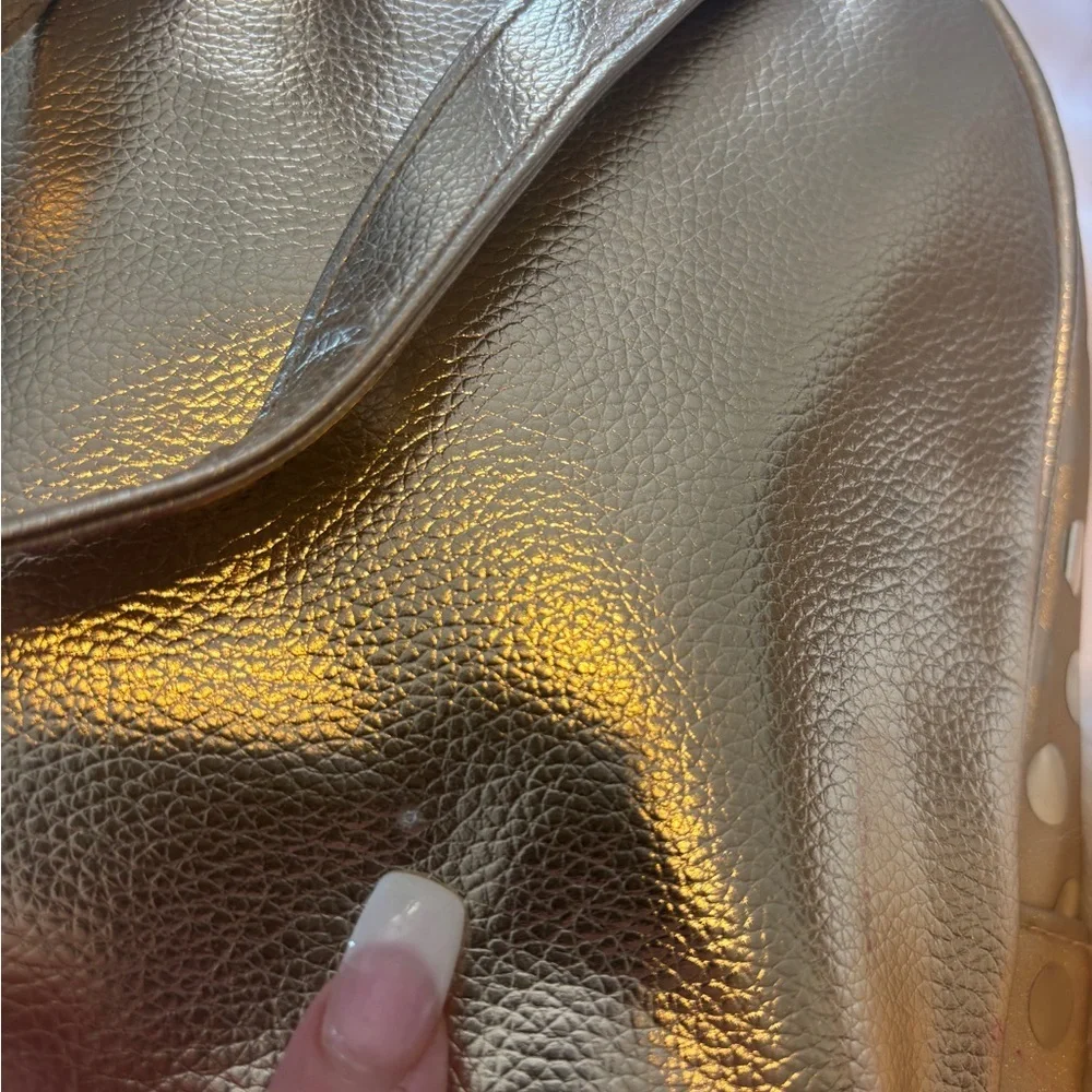 JUSTICE Mini Backpack Girls Golden‎ Dots Glitter Fancy School Travel K Monogram